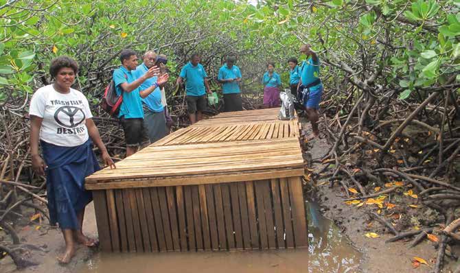 Visite de terrain dans une ferme de crabes de mangroves à l'occasion du forum annuel des LMMA (Fidji). © Rojo Cyrielle Randrianarivony - LMMA-Network International